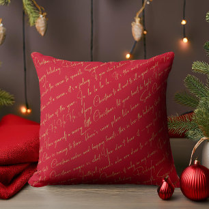 Red Guld jul Typography Mönster#36 ID1009 Kudde