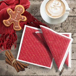 Red Guld jul Typography Mönster#36 ID1009 Pappersservett