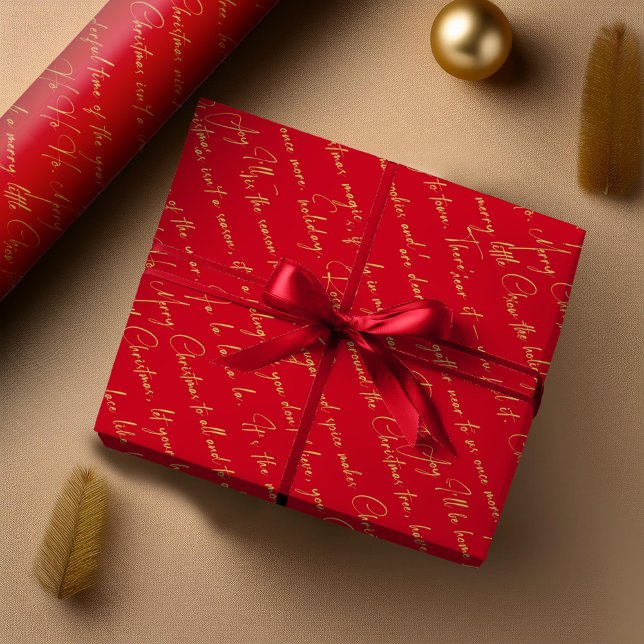 Red Guld jul Typography Mönster#36 ID1009 Presentpapper (Skapare uppladdad)