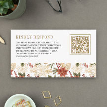 Red Guld-julens Blommigt QR-kod Bröllop OSA