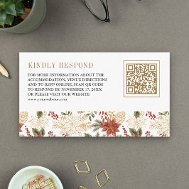 Red Guld-julens Blommigt QR-kod Bröllop OSA Tilläggskort