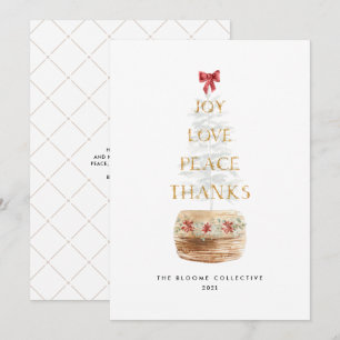 Red Guld Julgran Typography Business Julkort