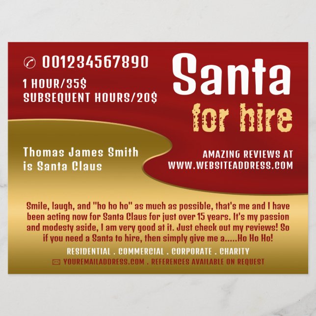 Red & Guld, Jultomten Entertainer Advertising Reklamblad (Framsidan)