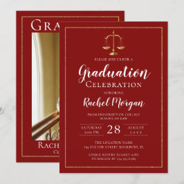 Red Guld Justice Law School Studenten Photo Inbjudningar
