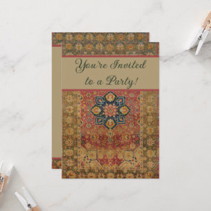 Red Guld Kashan Carpet Matta Persian Asian Inbjudningar