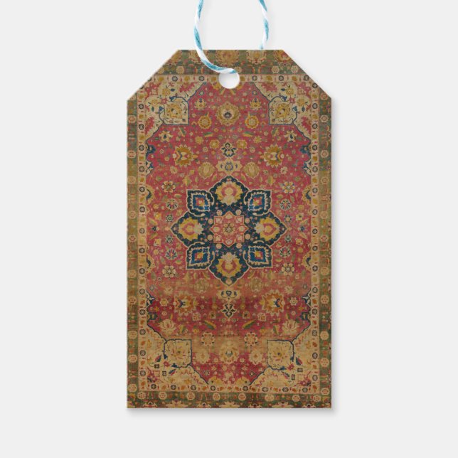 Red Guld Kashan Carpet Matta Persian Asian Presentetikett (Framsidan)