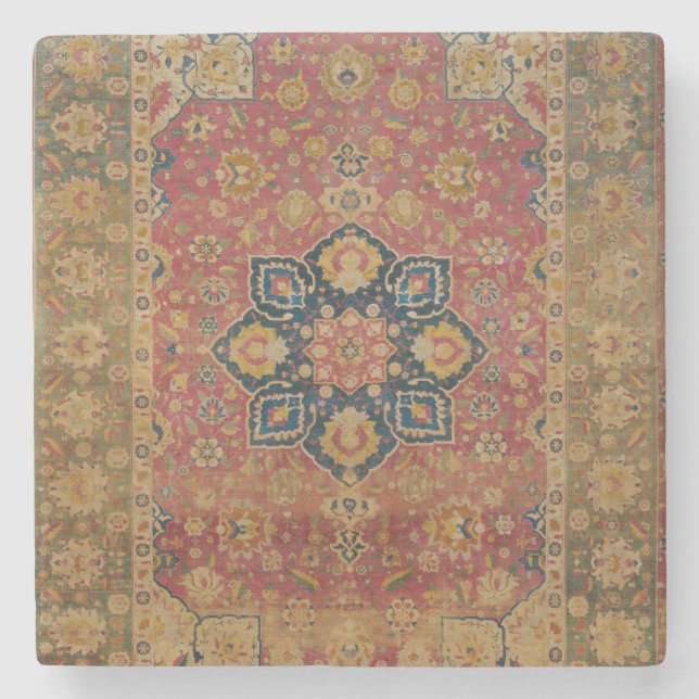 Red Guld Kashan Carpet Matta Persian Asian Stenunderlägg (Framsidan)