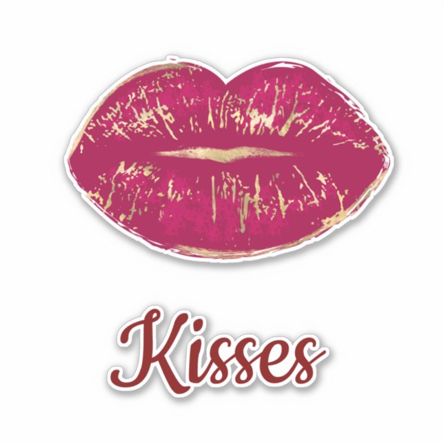 Red Guld Läppar Flirty Kiss Klistermärken (Framsida)