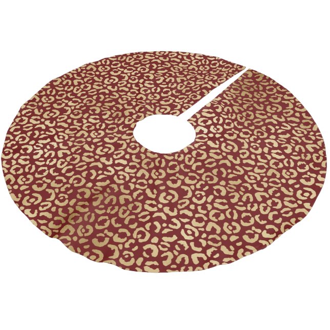 Red Guld Leopard Print Julgransmatta Borstad Polyester (Vinklad)