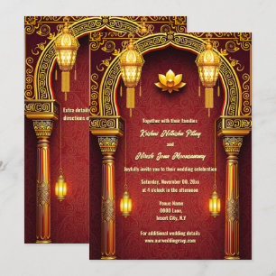 Red guld lotus Blommor indisk elefant elegant Inbjudningar