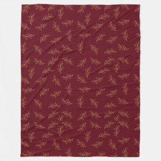 Red & Guld Löv Fleece Blanket