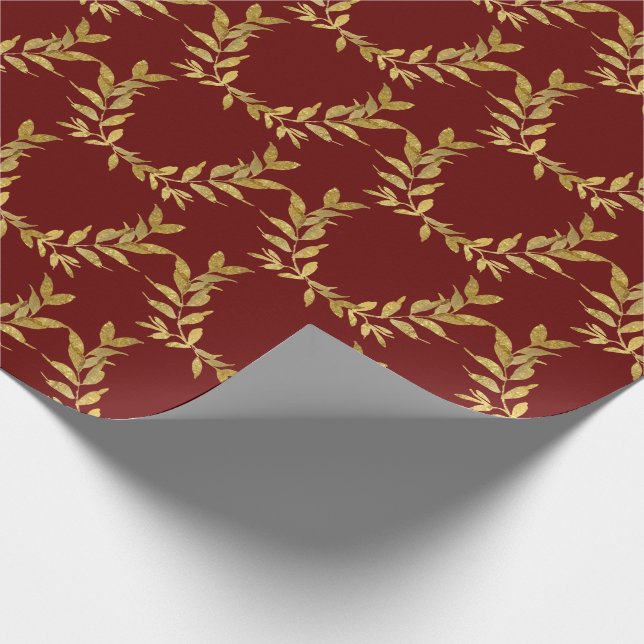 Red Guld Löv Monogram Elegant Chic Bröllop Presentpapper (Hörn)