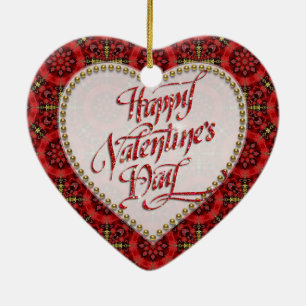 Red Guld Lycklig Valentine Kärlek Heart Ornament