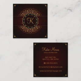 Red Guld Mandala Elegant Yoga Instructor Fyrkantigt Visitkort
