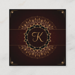 Red Guld Mandala Elegant Yoga Instructor Fyrkantigt Visitkort