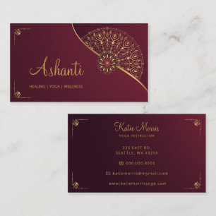 Red Guld Mandala Elegant Yoga Instructor Visitkort