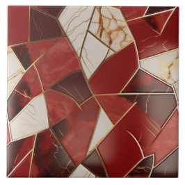 Red Guld Marble Abstrakt Patchwork Kakelplatta