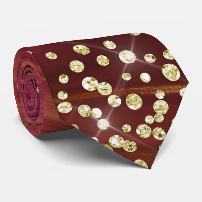 Red & Guld Marble Glitter Necktie Slips (Rullad)