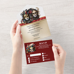 Red guld maskerad bröllop carnival ansikte masker