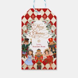 Red Guld Nutcracker God jul Julfest Presentetikett