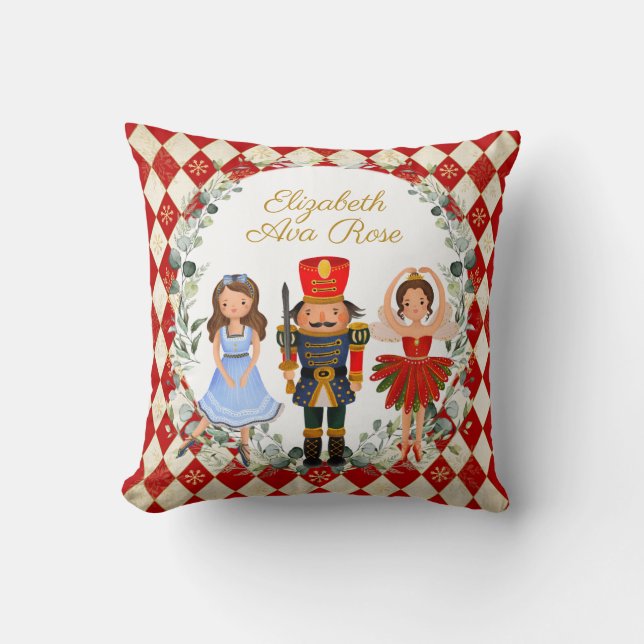 Red Guld Nutcracker Helgdag Leafy Wand Nursery Kudde (Framsida)