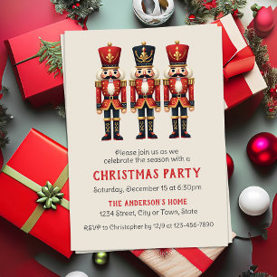 Red & Guld Nutcracker-Julfesten Jul Inbjudningar