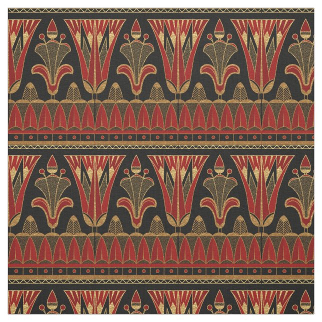 Red Guld och Black Art Deco Tyg (Provkarta)