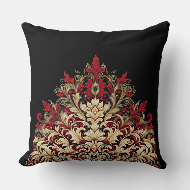 Red Guld och Black Damask Dekorativ kudde (Framsida)