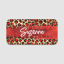 Red Guld och Black Foil Leopard Brush Strokes