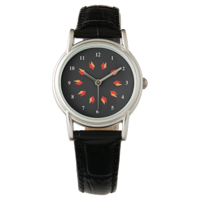 Red, Guld och Black Mandala Watch Armbandsur (Framsida)