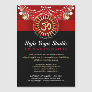 Red Guld OM Black Yoga New Age Workshop Magnetisk Inbjudningskort