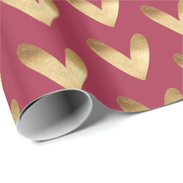 Red Guld Ombre Hearts Presentpapper