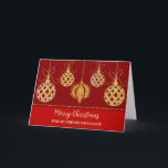 Red Guld Ornaments Friend God jul Kort<br><div class="desc">God jul för mormaport i vännrött med guld glitter-julklamprydnadsföremål.</div>