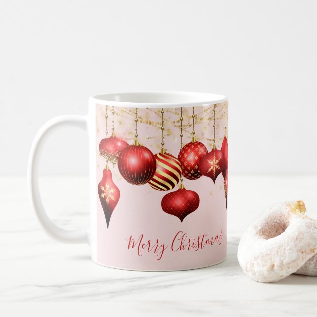 Red Guld Ornaments God jul Kaffemugg (Med munk)