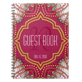 Red Guld Östra Bohemian Monogram Guest Bok Anteckningsbok Med Spiral