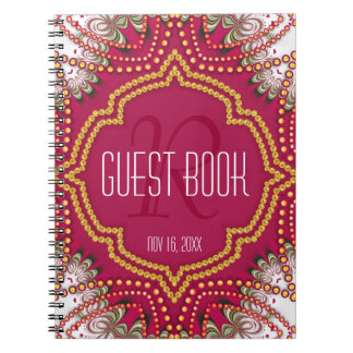 Red Guld Östra Bohemian Monogram Guest Bok Anteckningsbok Med Spiral