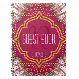 Red Guld Östra Bohemian Monogram Guest Bok Anteckningsbok Med Spiral