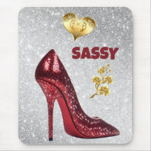 Red & Guld på silver High Heel Shoe |