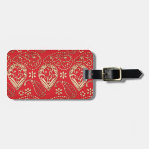 Red Guld Paisley Bandana Mönster Bagagebricka
