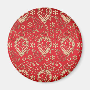 Red Guld Paisley Bandana Mönster Magnet
