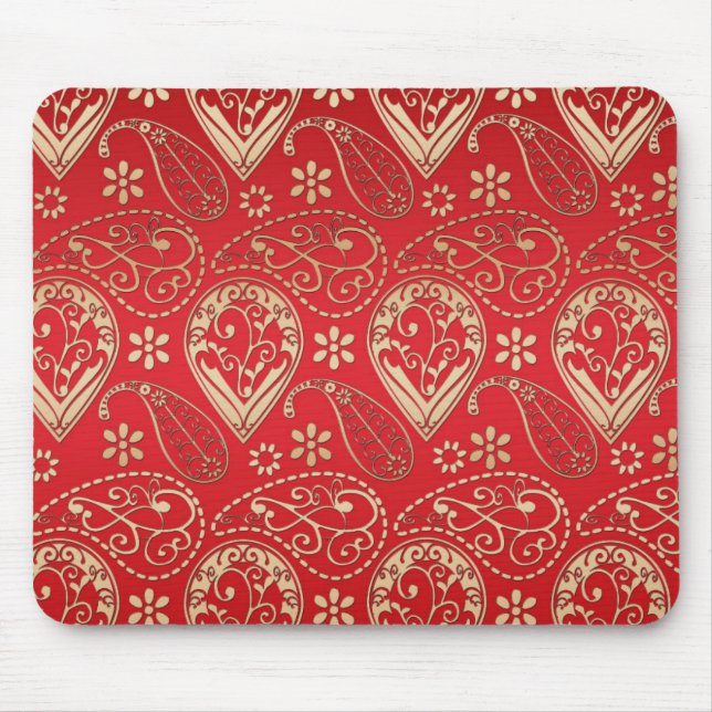 Red Guld Paisley Bandana Mönster Musmatta (Framsidan)