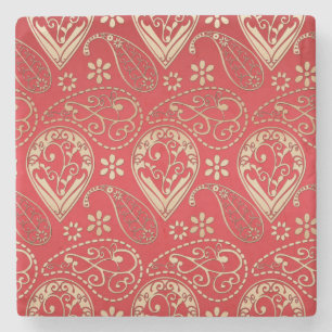 Red Guld Paisley Bandana Mönster Stenunderlägg