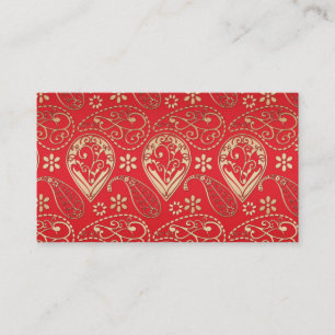 Red Guld Paisley Bandana Mönster Visitkort