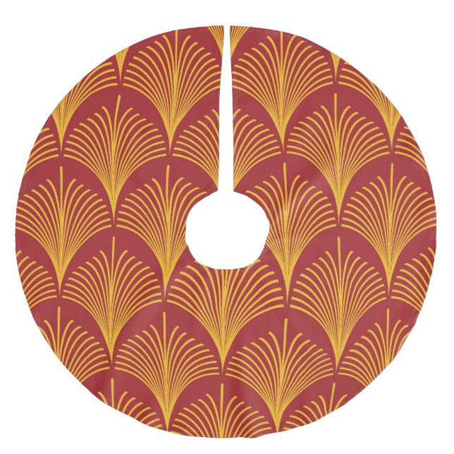 Red Guld Peacock: Art Deco. Julgransmatta Borstad Polyester (Framsidan)