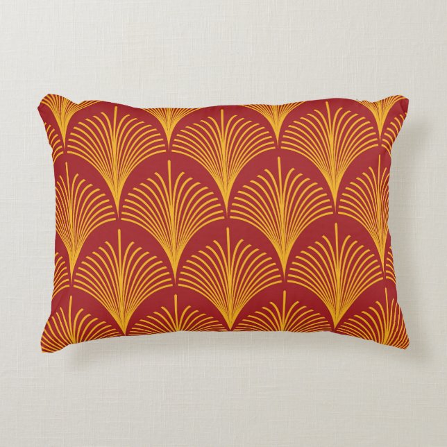 Red Guld Peacock: Art Deco. Prydnadskudde (Framsidan)