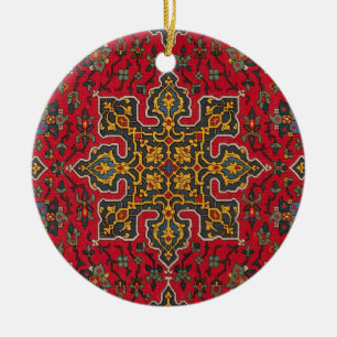 Red & Guld Persian Matta Julgransprydnad Keramik