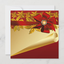 Red Guld Poinsettia jul Party Inbjudningar