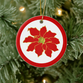 Red Guld Poinsettia Julgransprydnad Keramik