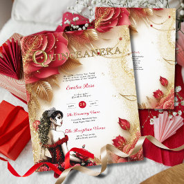 Red Guld Quinceanera Dress Ceremony Reception
