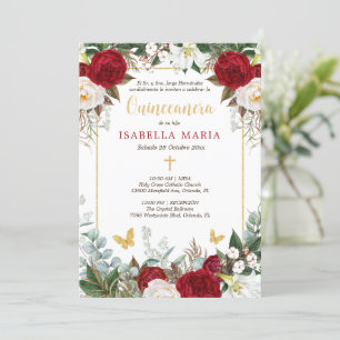 Red & Guld Quinceanera-inbjudan på spanska Inbjudningar